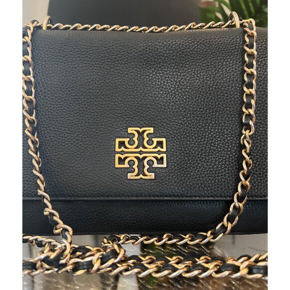 TORY BURCH BLACK LEATHER BRITTEN SHOULDER BAG - Picture 7 of 13